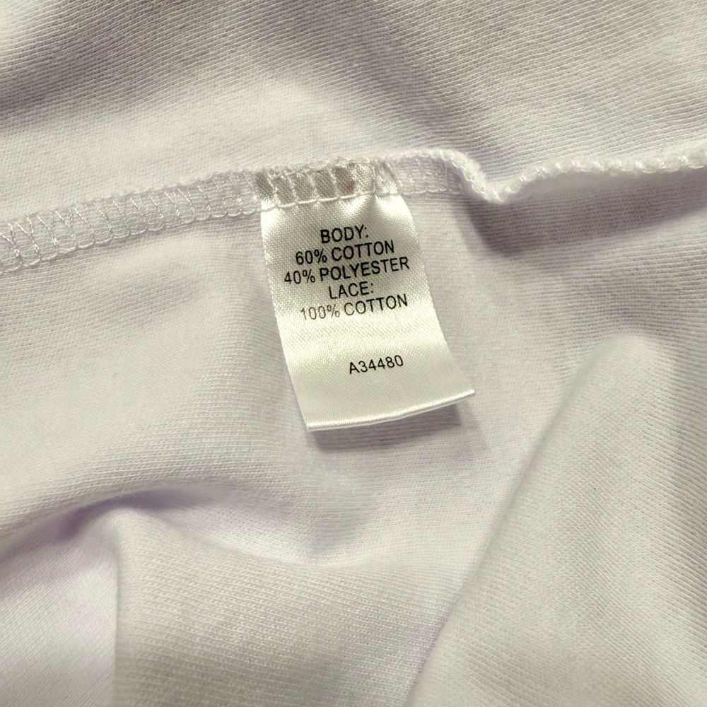 Appleseed's White Blouse shirt with  Quarter length Eyelet Sleeves  PXL EUC - Picture 6 of 10
